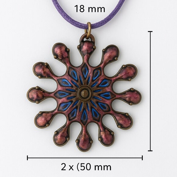 Made by Vickie Resin Pendant Necklace Purple Cord Festival Boho Handmade Jewelry - Picture 3 of 4